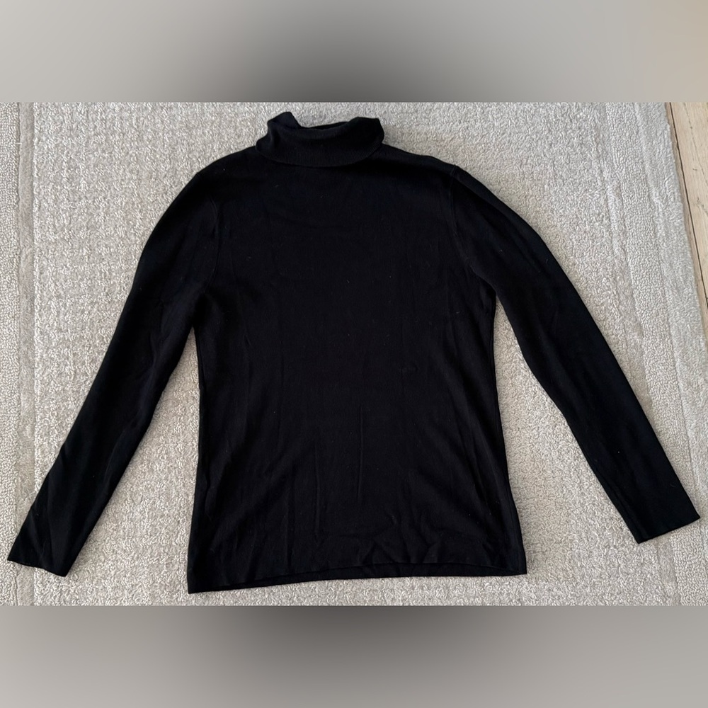 Chico’s Black Turtleneck Sweater Size 1 US 8 Long Sleeve Button Cuff stretch - Picture 7 of 7